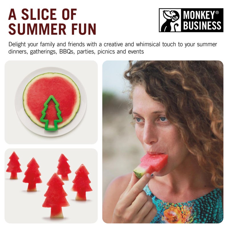 Monkey Business Pepo Watermelon Popsicle Cutter Mold, Stainless Steel Watermelon Slicer, Fun Forest Tree Shape Sandwich, and Cookie Cutter for Fruits - Image 3